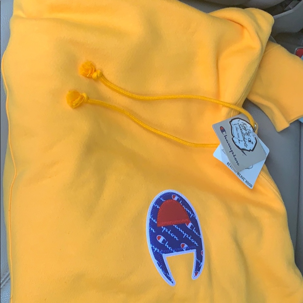 Yellow Champion Reverse weave hoodie